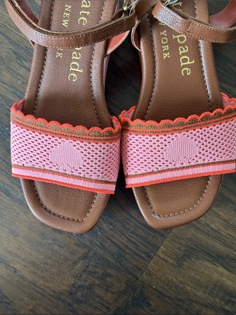 kate spade Pink and Brown Striped High Rise Platform
